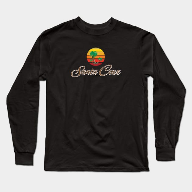 Surf City Santa Cruz Logo Pack Sticker with Palm Classic Lines Dark Long Sleeve T-Shirt by PauHanaDesign